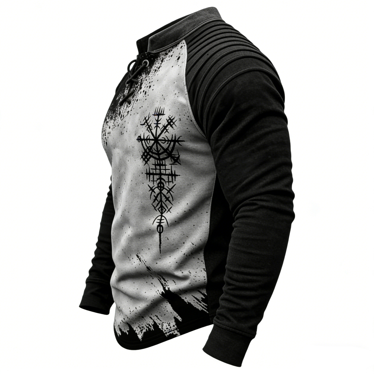 Nordic Viking Two-Tone Vegvísir Casual Long-Sleeve Shirt