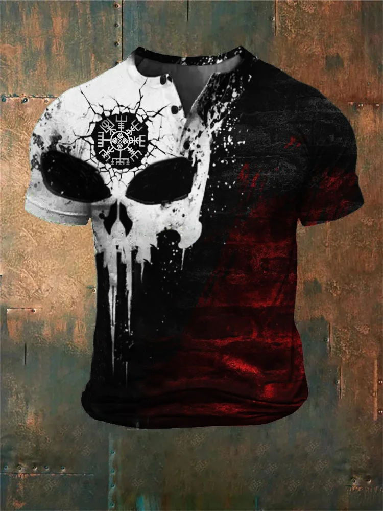 Men's Vintage Graphic Henley Shirt