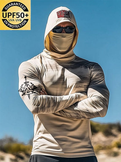Men's Outdoor Sun Protection Breathable Cool Hooded Sun Protection Long Sleeve Top