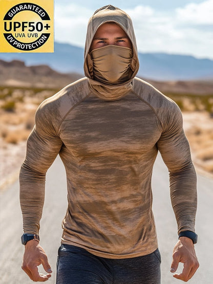 Men's Outdoor Sun Protection Breathable Cool Hooded Sun Protection Long Sleeve Top
