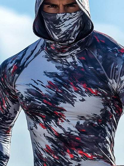 Men's Outdoor Sun Protection Breathable Cool Hooded Sun Protection Long-Sleeved Top