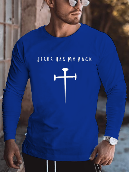 Jesus Has My Back Faith Cross Cotton Long Sleeve T-Shirt