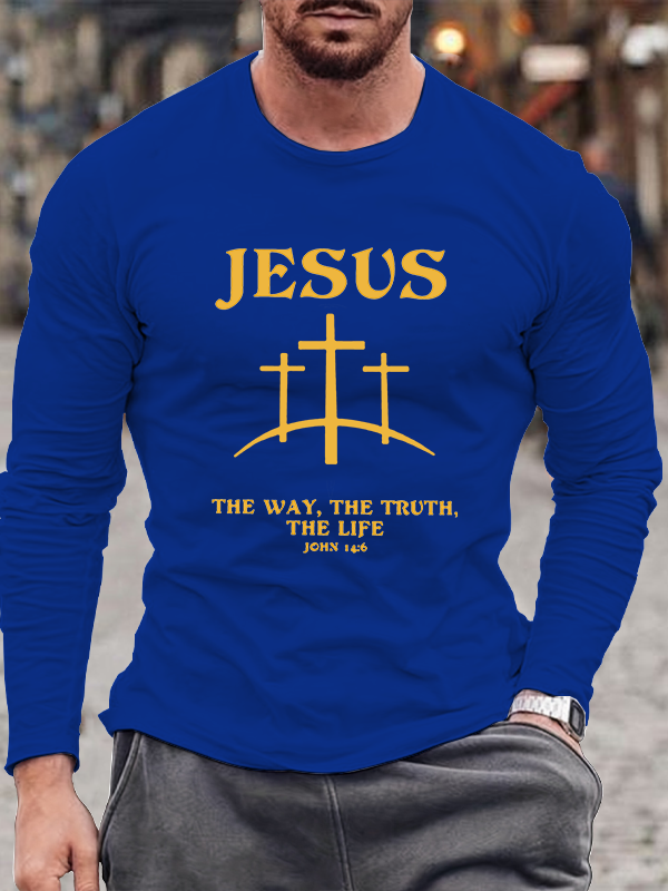 Jesus The Way The Truth The Life Cotton Long Sleeve T-Shirt