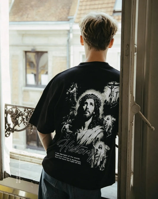 History I Am The Light Of The World. Whoever Follows In Darkness, But Will Have The Light Of Life Printed Men's T-shirt