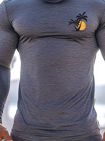 Men's Outdoor Sun Protection Breathable Cool Mask Beach Hooded Sun Protection Long-Sleeved Top