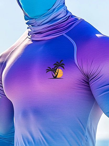 Men's Outdoor Sun Protection Breathable Cool Hooded Sun Protection Long-Sleeved Top