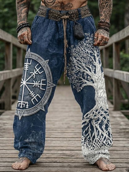 Men's Viking Retro Tree Of Life Compass Valknut Celtic Style Nordic Pants