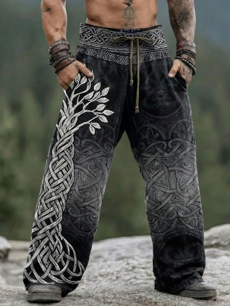Men's Viking Retro Tree Of Life Celtic Style Nordic Pants