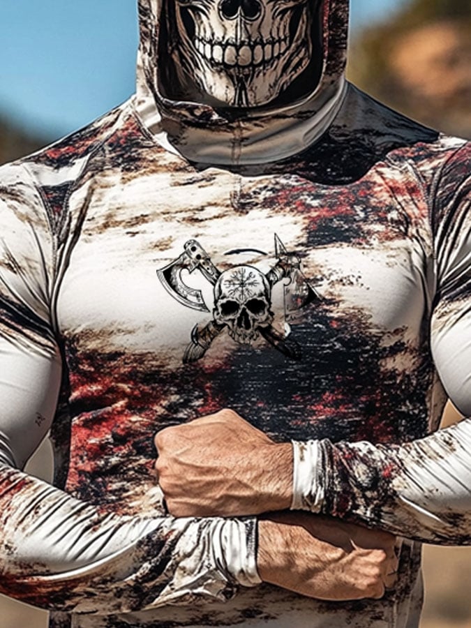 Men's Outdoor Sun Protection Breathable Cool Hooded Sun Protection Long Sleeve Top
