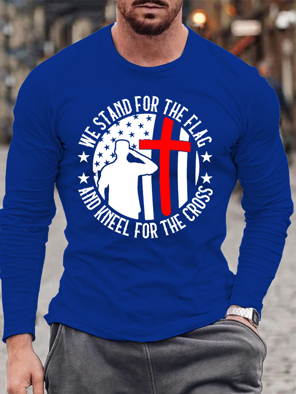 We Stand For The Flag Christian Cotton Long Sleeve T-Shirt