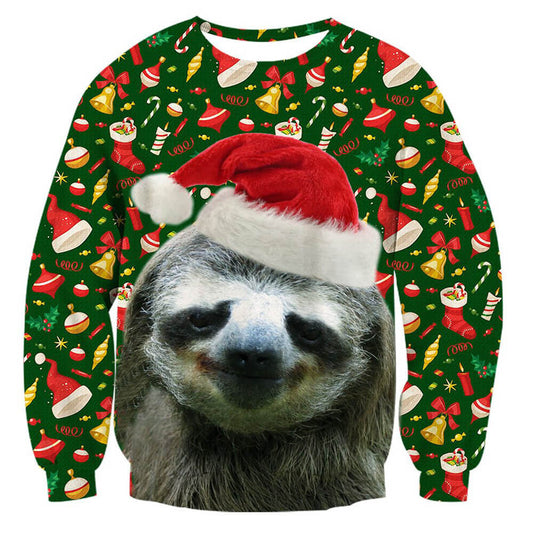 Sloth Print Ugly Christmas Sweatshirt