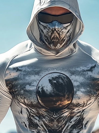 Men's Outdoor Sun Protection Breathable Cool Hooded Sun Protection Long Sleeve Top