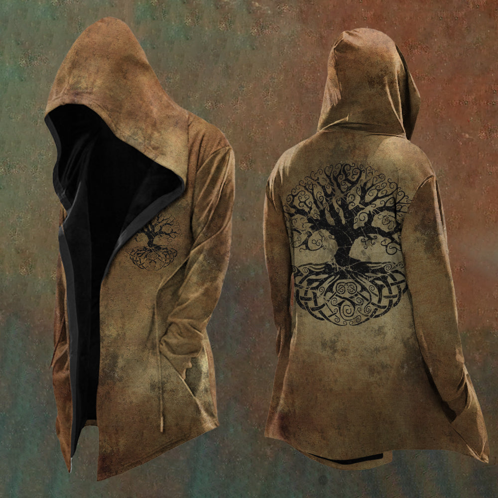 Men's Viking Mythology Tree Of Life Art Totem Hooded Jacket