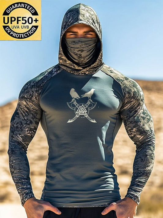 Men's Outdoor Sun Protection Breathable Cool Hooded Sun Protection Long Sleeve Top