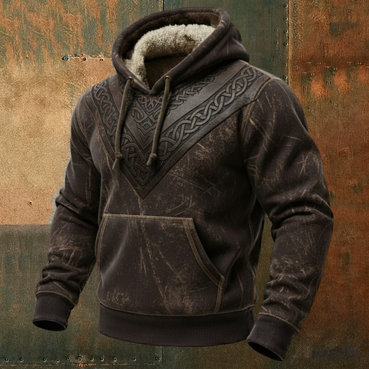 Celtic Viking Vegvisir Hoodie with Cozy Nordic Fleece Collar