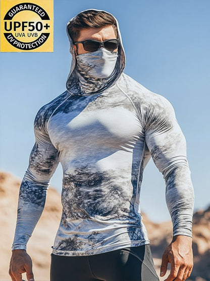 Men's Outdoor Sun Protection Breathable Cool Hooded Sun Protection Long-Sleeved Top