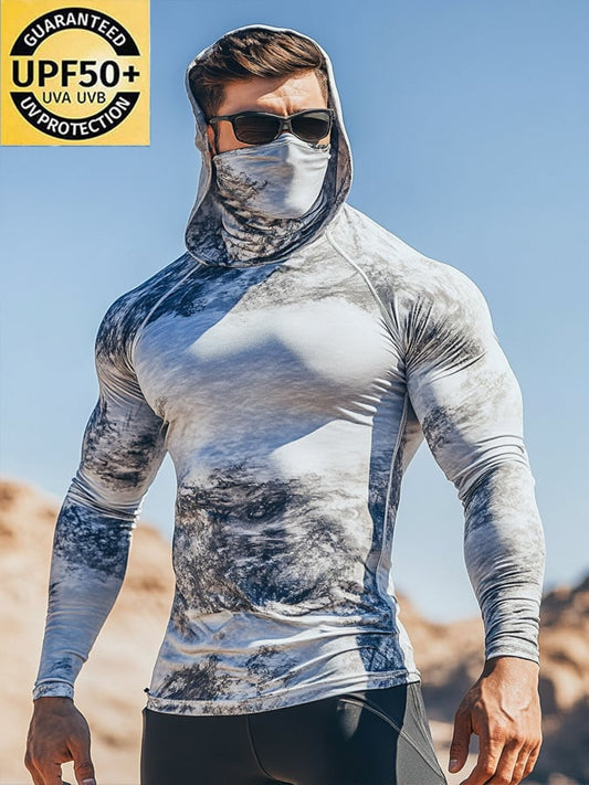 Men's Outdoor Sun Protection Breathable Cool Hooded Sun Protection Long-Sleeved Top