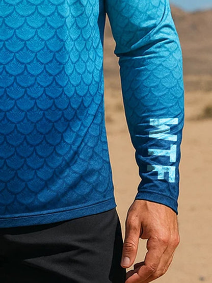 Men's Outdoor Sun Protection Breathable Cool Mask Hooded Sun Protection Long-Sleeved Top