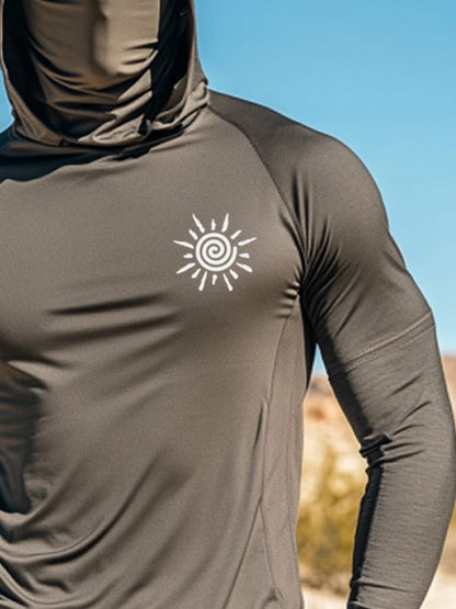 Men's Outdoor Sun Protection Breathable Cool Mask Hooded Sun Protection Long-Sleeved Top