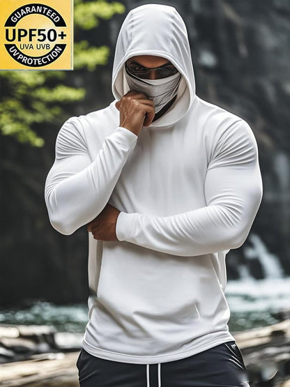 Men's Outdoor Sun Protection Breathable Cool Hooded Sun Protection Long Sleeve Top