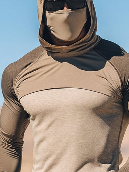 Men's Outdoor Sun Protection Breathable Cool Mask Hooded Sun Protection Long-Sleeved Top