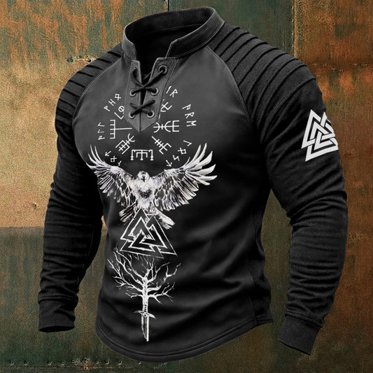 Crow Totem Wizard Totem Rune Print Sweatshirt