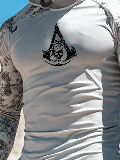 Men's Outdoor Sun Protection Breathable Cool Mask Hooded Sun Protection Long-Sleeved Top