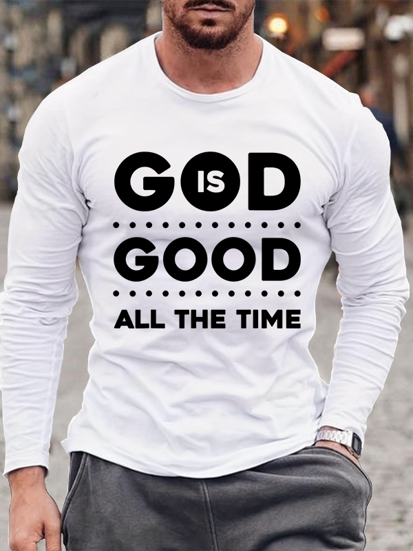 God Is Good Christian Cotton Long Sleeve T-Shirt