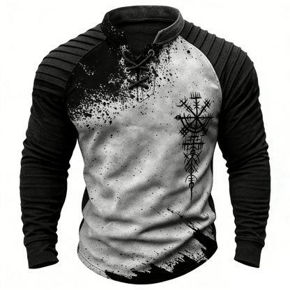 Nordic Viking Two-Tone Vegvísir Casual Long-Sleeve Shirt