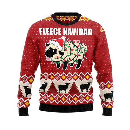 Unisex Vintage Sheep Print Crew Neck Ugly Christmas Sweatshirt
