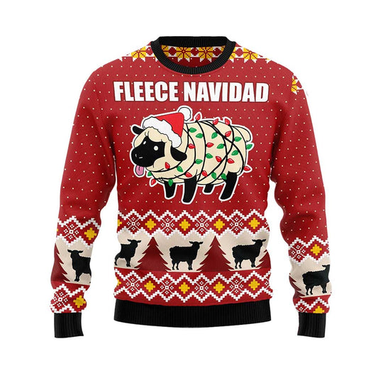 Unisex Vintage Sheep Print Crew Neck Ugly Christmas Sweatshirt
