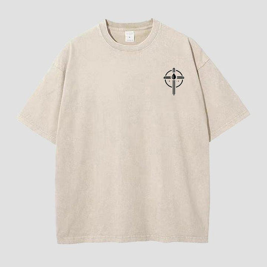 Seek First The Kingdom Of God Printed Oversize Washed T-Shirt
