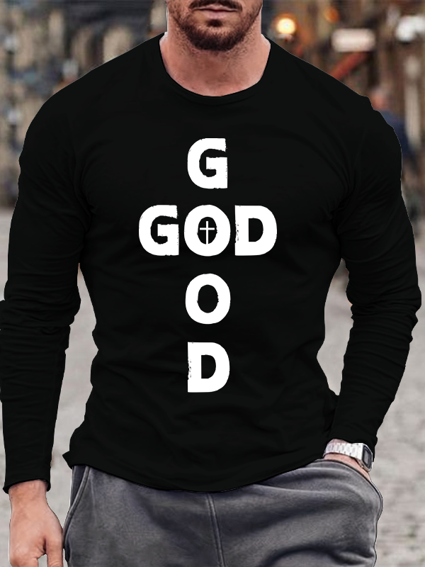 God Is Good Christian Cotton Long Sleeve T-Shirt