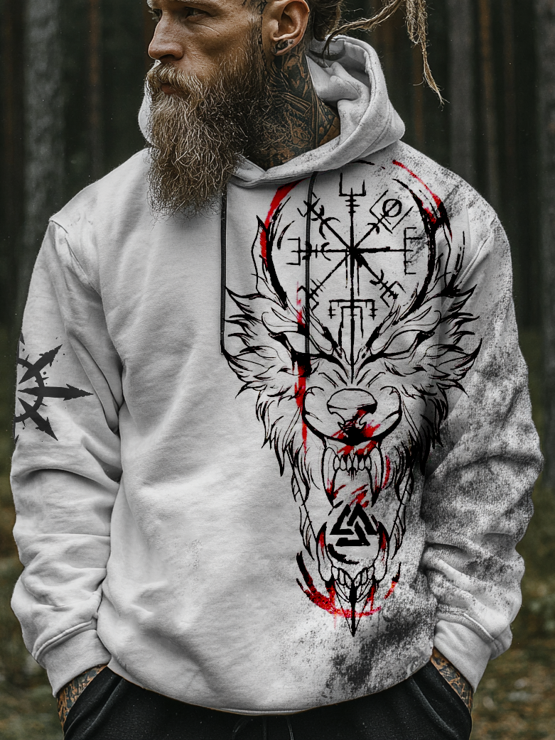 Viking Style Inspired Blood Wolf Celtic Digital 3D Printed Unisex Casual Hoodie