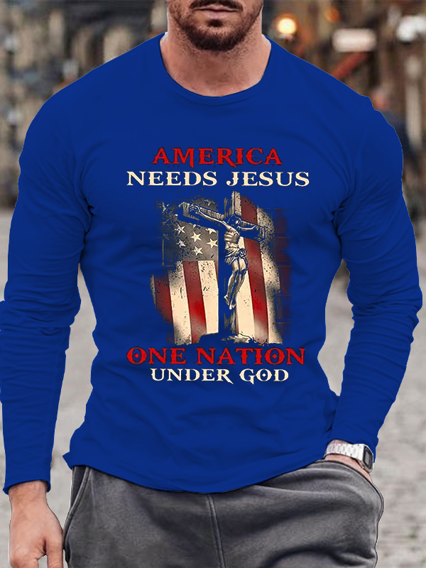 America Needs Jesus One Nation Under God Long Sleeve T-Shirt