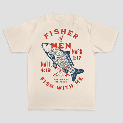 Fisher of men Mark 1:17 Matt. 4:19 Followers of jesus Fish with me Printed Men's T-shirt