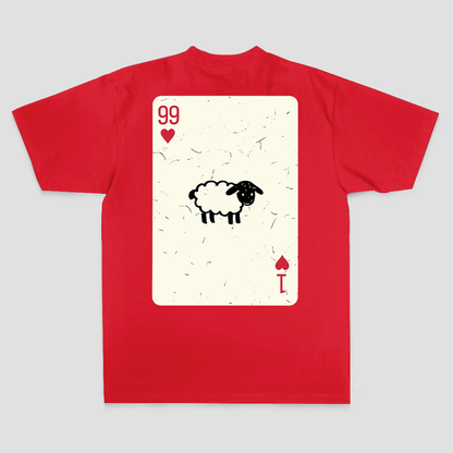 99 Of Hearts Sheep Playing Card Printed Men's T-shirt