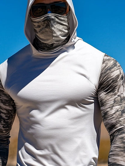 Men's Outdoor Sun Protection Breathable Cool Mask Hooded Sun Protection Long-Sleeved Top