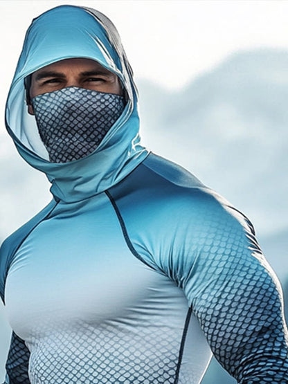 Men's Outdoor Sun Protection Breathable Cool Hooded Sun Protection Long Sleeve Top