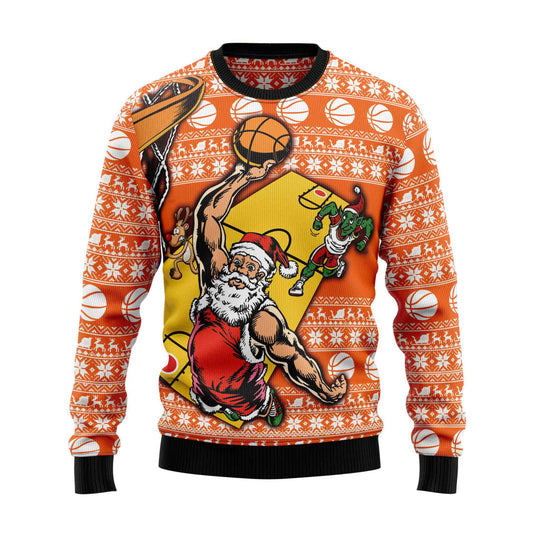 Unisex Vintage Basketball Print Crew Neck Ugly Christmas Sweatshirt