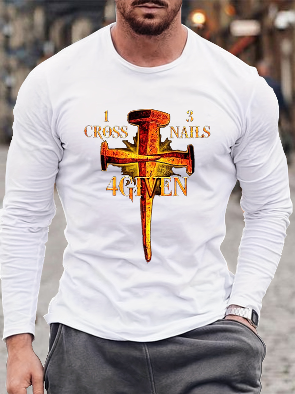 1 Cross 3 Nails 4 Given Cotton Long Sleeve T-Shirt