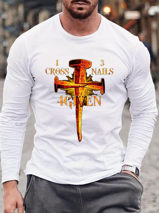 1 Cross 3 Nails 4 Given Cotton Long Sleeve T-Shirt