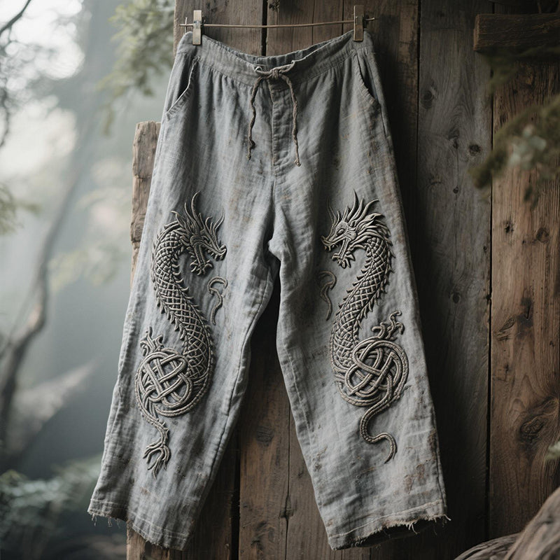 Men's Viking RuneTribal Dragon Art Casual Pants