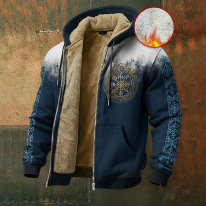 Nordic Style Viking Rune Fleece Inner Lined Winter Hoodie