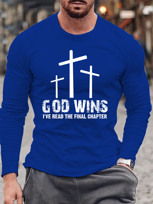 God Wins I've Read the Final Chapter Christian Cotton Long Sleeve T-Shirt