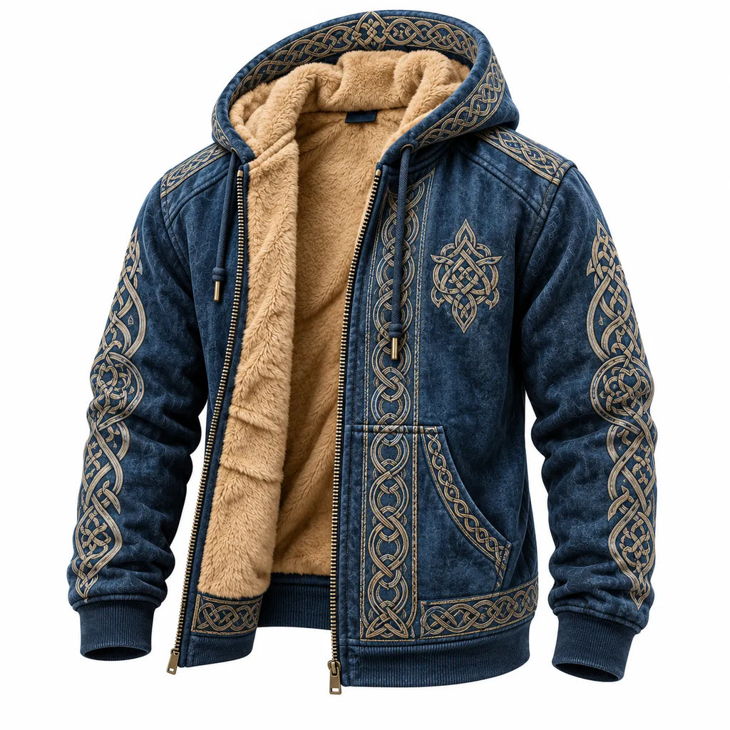 Navy Viking Winged Knot Fleece Zip Hoodie