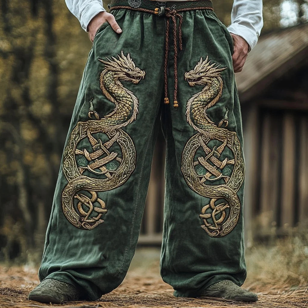 Men's Viking Mythical Vintage Graphics Dragon Sweatpants