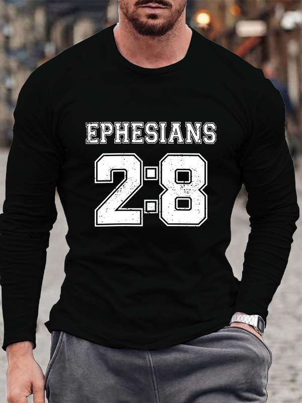 EPHESIANS 2:8 Christian Cotton Long Sleeve T-Shirt
