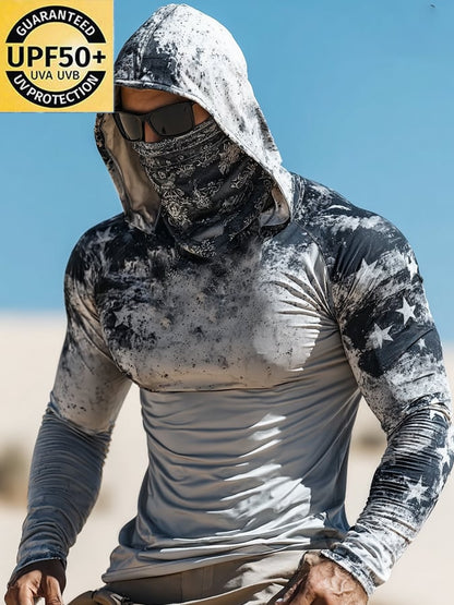 Men's Outdoor Sun Protection Breathable Cool Hooded Sun Protection Long Sleeve Top