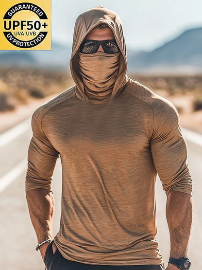 Men's Outdoor Sun Protection Breathable Cool Hooded Sun Protection Long Sleeve Top